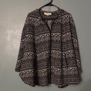 Wildflowers Monochrome Geometric Poncho
